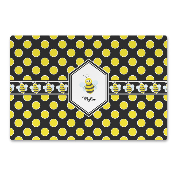 Custom Bee & Polka Dots Large Rectangle Car Magnet (Personalized)