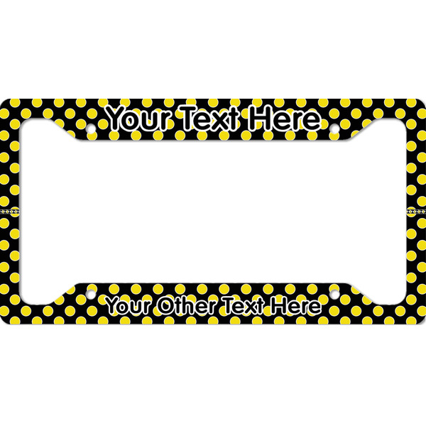 Custom Bee & Polka Dots License Plate Frame - Style A (Personalized)