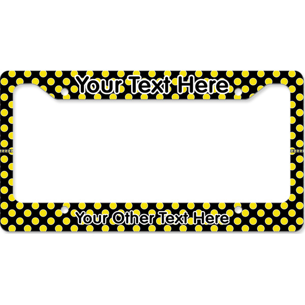 Custom Bee & Polka Dots License Plate Frame - Style B (Personalized)