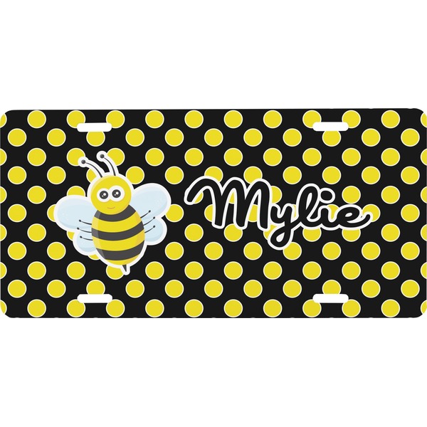 Custom Bee & Polka Dots Front License Plate (Personalized)