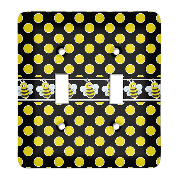 Custom Bee & Polka Dots Light Switch Cover (2 Toggle Plate)