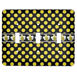 Bee & Polka Dots Light Switch Cover (3 Toggle Plate)