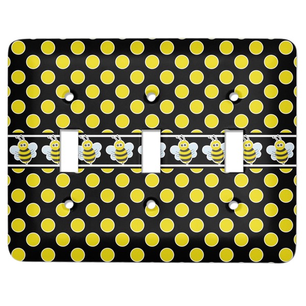 Custom Bee & Polka Dots Light Switch Cover (3 Toggle Plate)