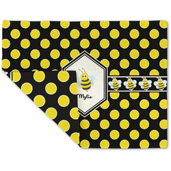 Bee & Polka Dots Double-Sided Linen Placemat - Single w/ Name or Text