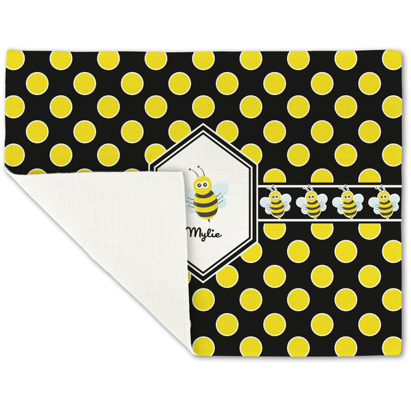 Bee & Polka Dots Linen Placemat - Folded Corner (single side)