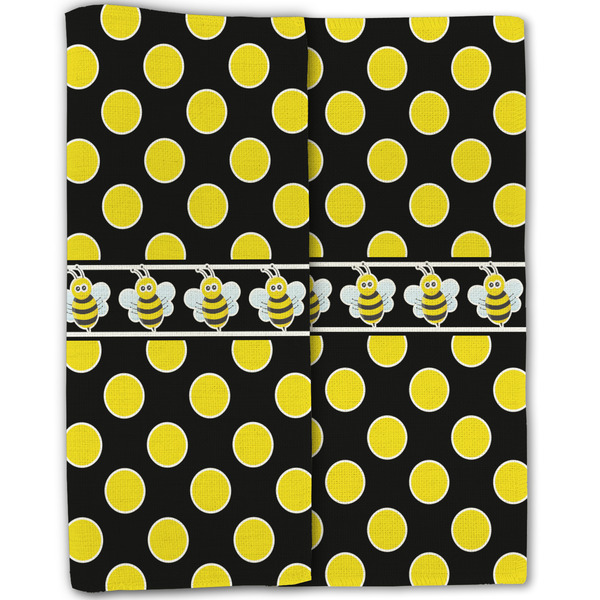 Bee & Polka Dots Linen Placemat - Folded Half (double sided)