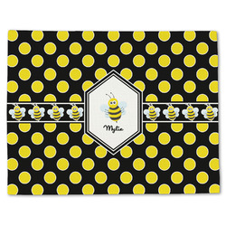Bee & Polka Dots Single-Sided Linen Placemat - Single w/ Name or Text