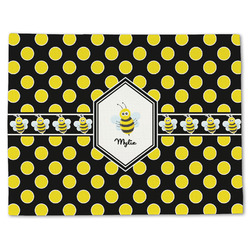 Bee & Polka Dots Single-Sided Linen Placemat - Single w/ Name or Text