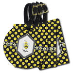 Bee & Polka Dots Plastic Luggage Tag (Personalized)