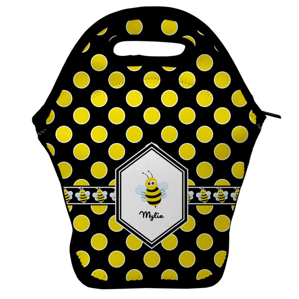 Custom Bee & Polka Dots Lunch Bag w/ Name or Text