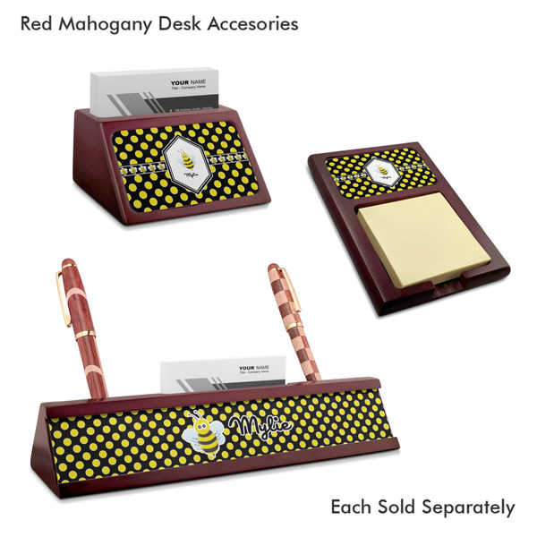Bee & Polka Dots Mahogany Desk Accessories