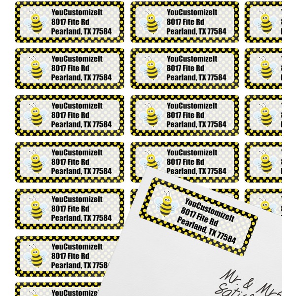 Bee & Polka Dots Mailing Label on Envelope - Multiple Labels