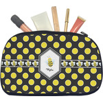 Bee & Polka Dots Makeup / Cosmetic Bag - Medium (Personalized)