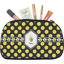 Bee & Polka Dots Makeup / Cosmetic Bag - Medium (Personalized)