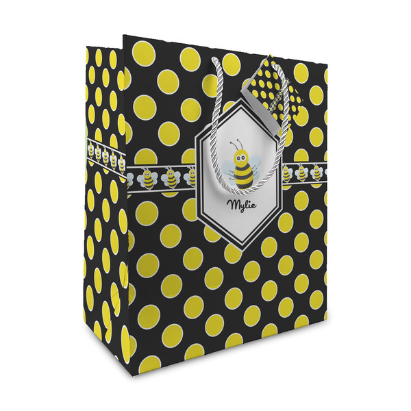 Custom Bee & Polka Dots Medium Gift Bag (Personalized)
