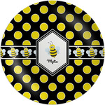 Bee & Polka Dots Melamine Plate (Personalized)