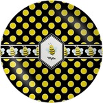 Bee & Polka Dots Melamine Plate (Personalized)