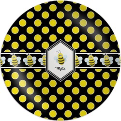 Bee & Polka Dots Melamine Plate (Personalized)