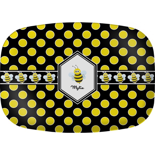 Custom Bee & Polka Dots Melamine Platter (Personalized)