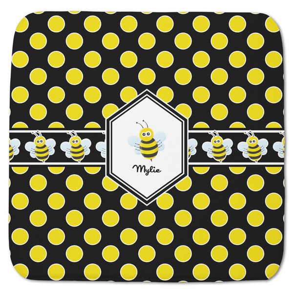 Custom Bee & Polka Dots Memory Foam Bath Mat - 48"x48" (Personalized)