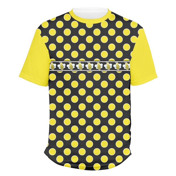 Custom Bee & Polka Dots Men's Crew T-Shirt - Small