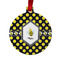Bee & Polka Dots Metal Ball Ornament - Double Sided w/ Name or Text