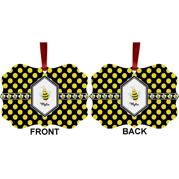 Bee & Polka Dots Metal Benilux Ornament - Front and Back (APPROVAL)
