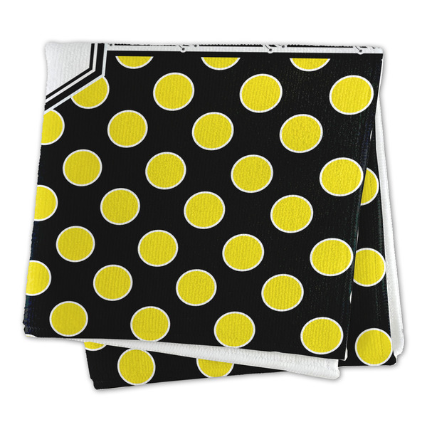 Bee & Polka Dots Microfiber Dish Rag - FOLDED (square)