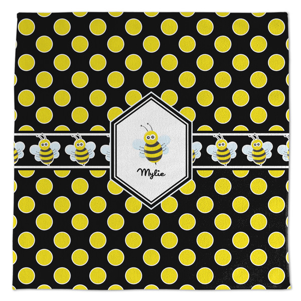 Custom Bee & Polka Dots Microfiber Dish Towel (Personalized)