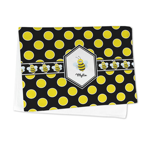 Bee & Polka Dots Microfiber Dish Towel - FOLDED HALF