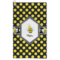 Bee & Polka Dots Microfiber Golf Towel - Large (Personalized)