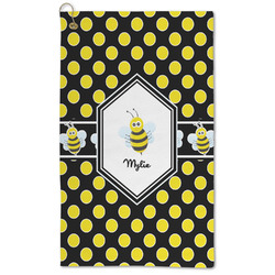 Bee & Polka Dots Microfiber Golf Towel - Large (Personalized)