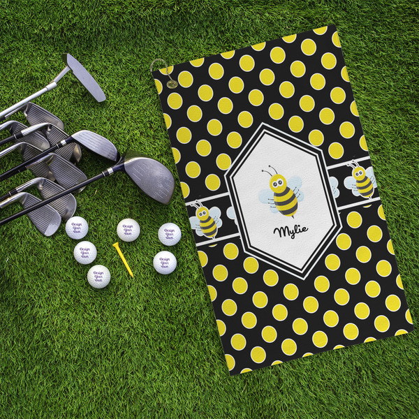 Bee & Polka Dots Microfiber Golf Towels - LIFESTYLE