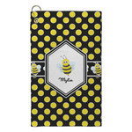 Bee & Polka Dots Microfiber Golf Towel - Small (Personalized)