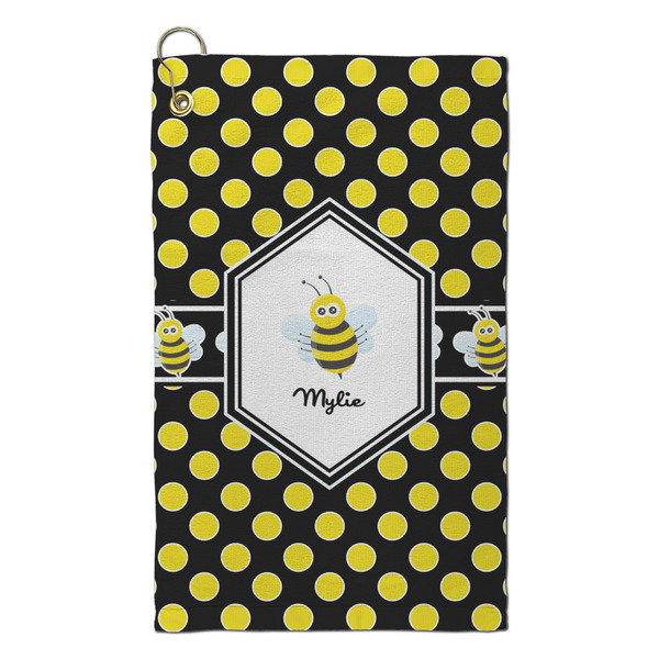 Custom Bee & Polka Dots Microfiber Golf Towel - Small (Personalized)