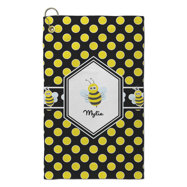 Custom Bee & Polka Dots Microfiber Golf Towel - Small (Personalized)