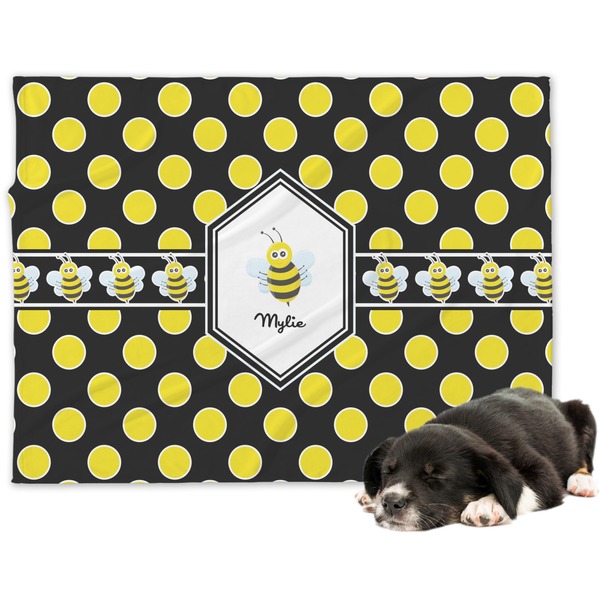 Custom Bee & Polka Dots Dog Blanket - Regular (Personalized)