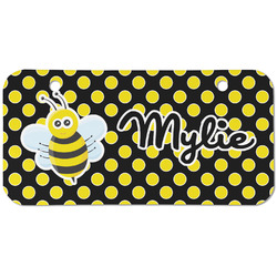 Bee & Polka Dots Mini/Bicycle License Plate (2 Holes) (Personalized)