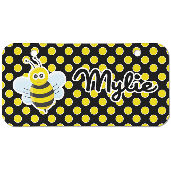 Custom Bee & Polka Dots Mini/Bicycle License Plate (2 Holes) (Personalized)