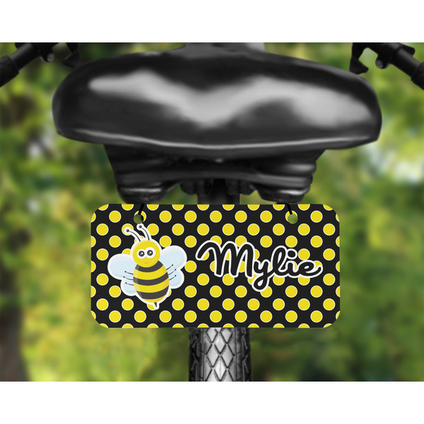 Bee & Polka Dots Mini License Plate on Bicycle - LIFESTYLE Two holes