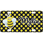 Bee & Polka Dots Mini / Bicycle License Plate (4 Holes) (Personalized)