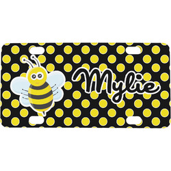 Bee & Polka Dots Mini / Bicycle License Plate (4 Holes) (Personalized)