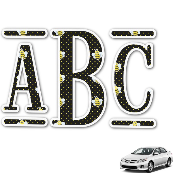 Custom Bee & Polka Dots Monogram Car Decal (Personalized)