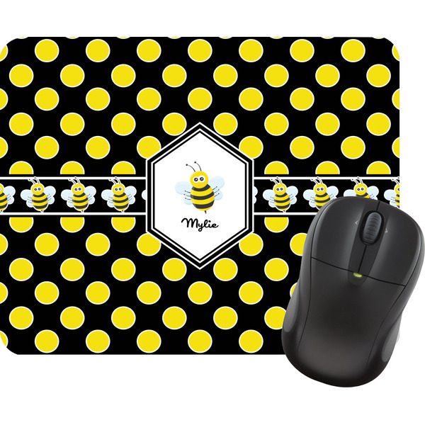 Custom Bee & Polka Dots Rectangular Mouse Pad (Personalized)