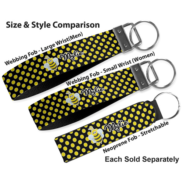 Bee & Polka Dots Multiple Key Ring comparison sizes