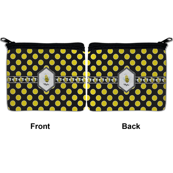 Bee & Polka Dots Neoprene Coin Purse - Front & Back (APPROVAL)