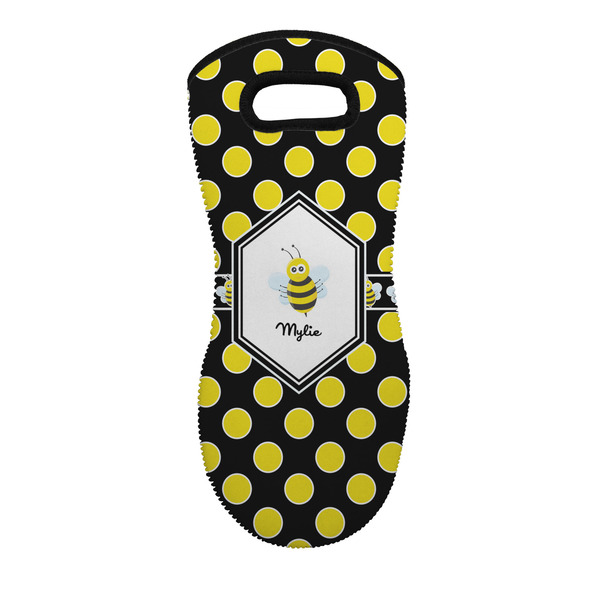 Custom Bee & Polka Dots Neoprene Oven Mitt w/ Name or Text