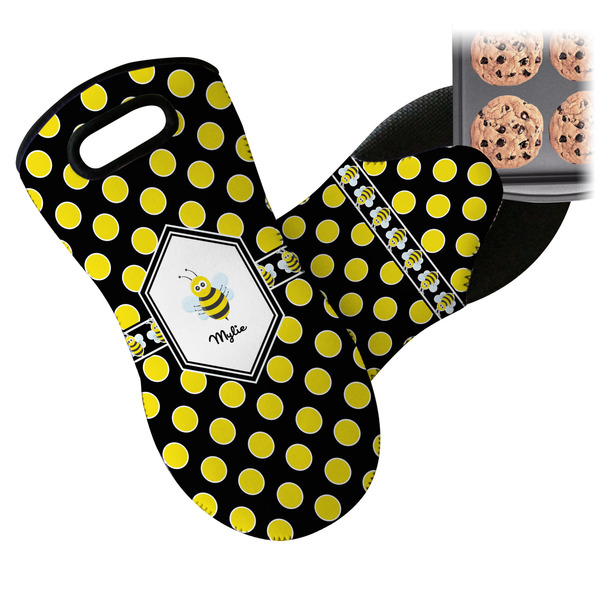Bee & Polka Dots Neoprene Oven Mitt