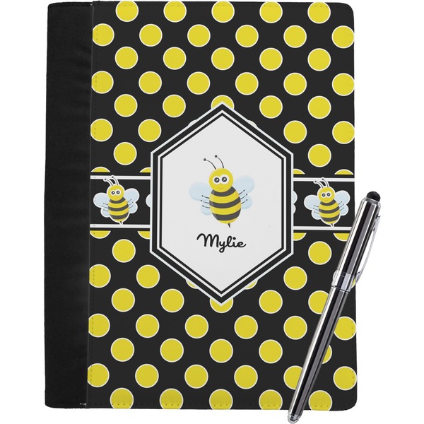 Custom Bee & Polka Dots Notebook Padfolio - Large w/ Name or Text