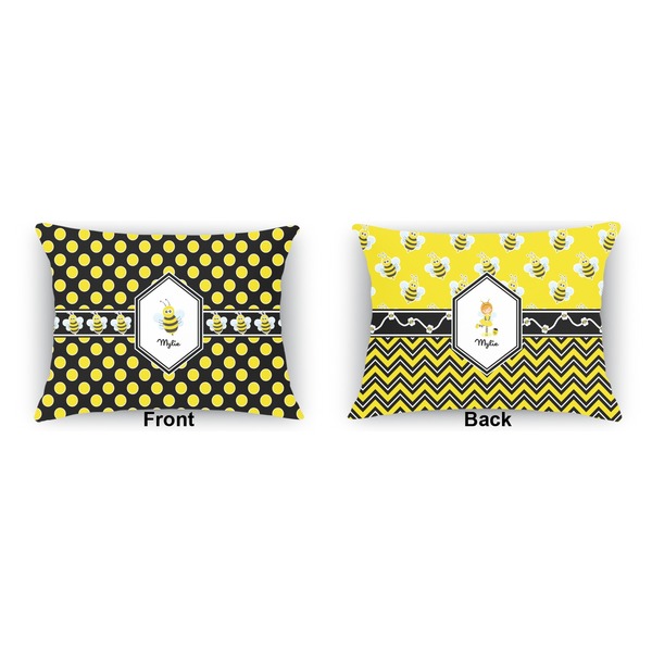 Bee & Polka Dots  Outdoor Rectangular Throw Pillow (Front and Back)